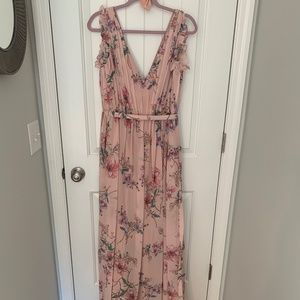 Monique Lhuillier Floral Pink Shell Dress - Size 10 (Perfect For Bridesmaid)